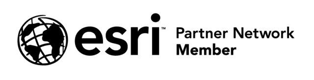 A graphic logo with a globe and the words: esri Partner Network Member
