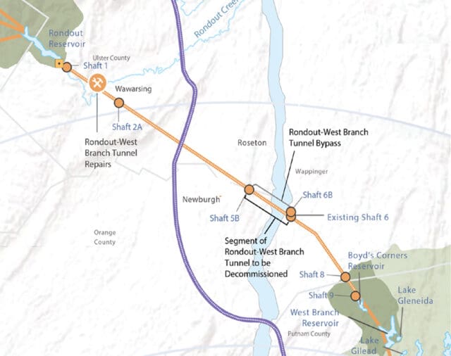 A map of the New York City aqueduct tunnel system