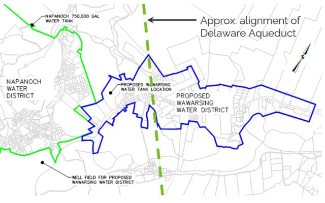 A map showing the outline of the Wawarsing Water District
