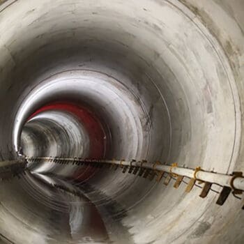 A photograph of the inside of a large tunnel