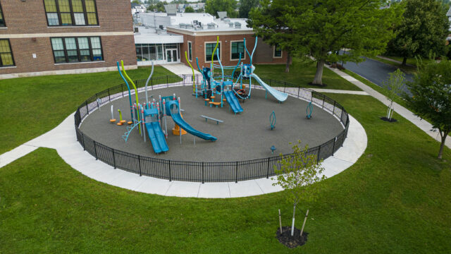 Playground at a K-12 school building