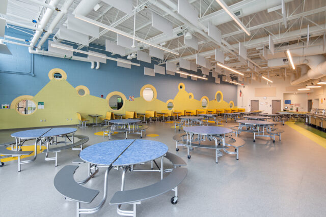 Cafeteria inside a K-12 school building