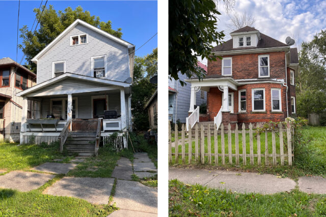 Houses of varying condition in the Mid-City neighborhood of Niagara Falls, NY