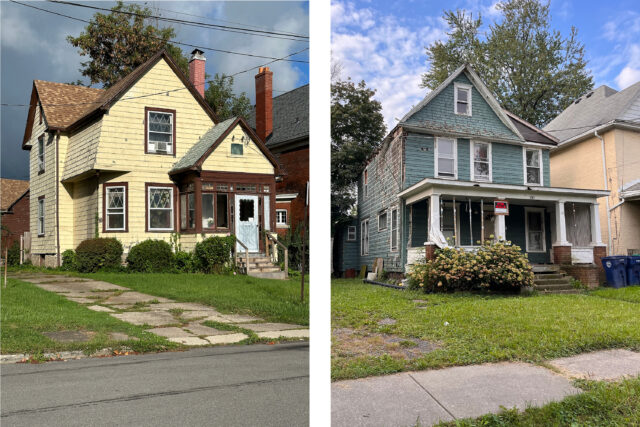 Houses of varying condition in the Mid-City neighborhood of Niagara Falls, NY