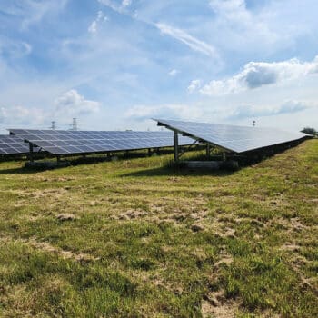 Solar array built on top of a former municipal landfill.