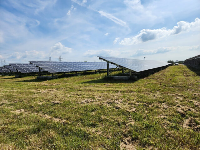 Solar array built on top of a former municipal landfill.