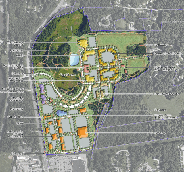 A document showing the master plan for the Hudson Heritage mixed-use development