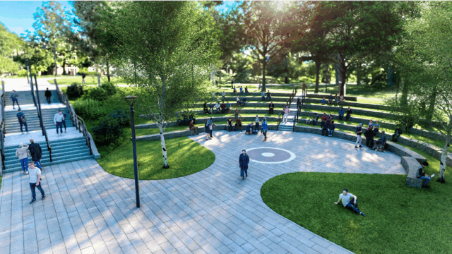 A photo simulation of Kline Commons improvements at Bard College in New York
