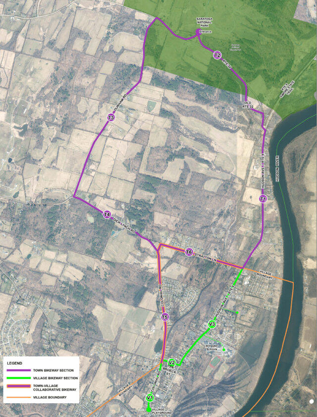 A map of trail routes throughout the Town and Village of Stillwater, NY