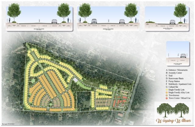 A master plan graphic for a community called Weeping Willows