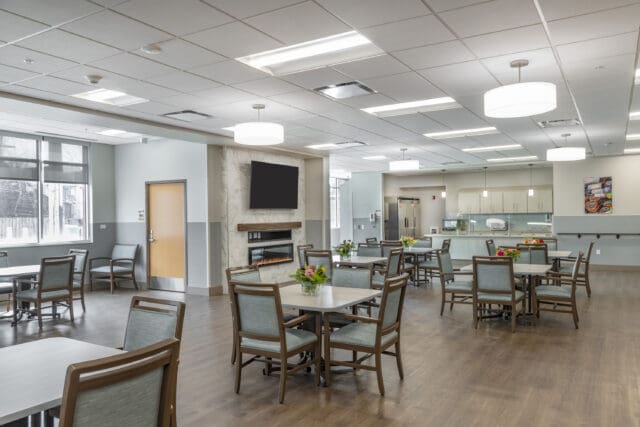 A photograph of the common space area at the Catholic Health LIFE Adult Day Center in Buffalo, NY