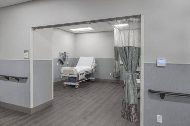 A photograph of a medical care room at the Catholic Health LIFE Adult Day Center in Buffalo, NY