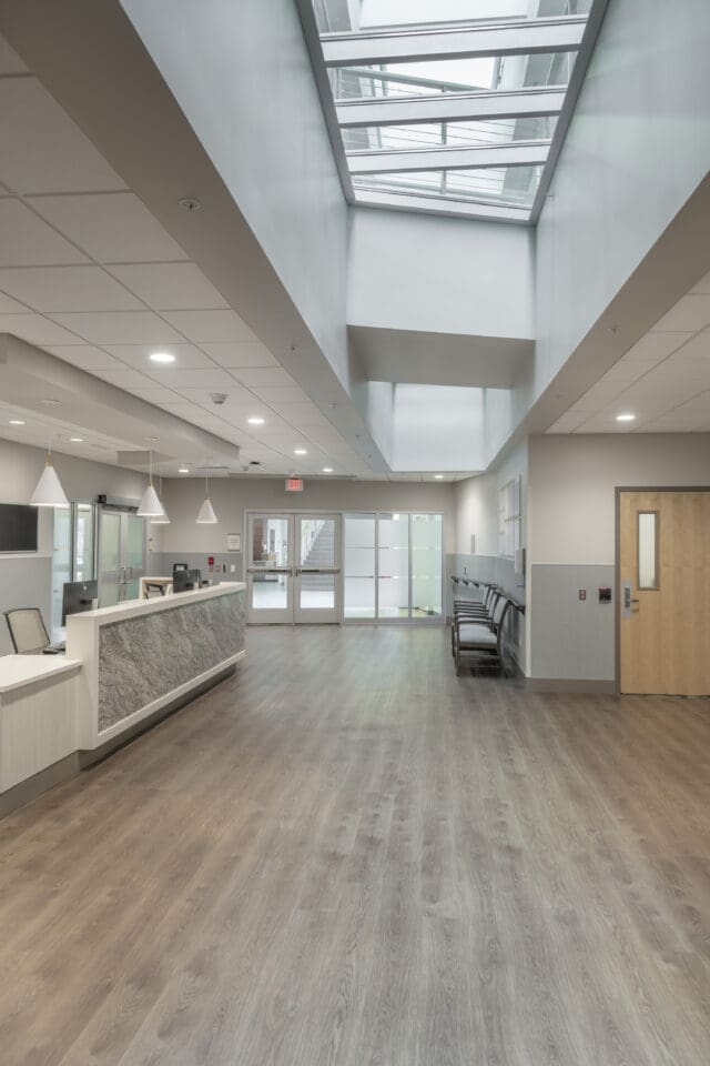 A photograph of the lobby of the Catholic Health LIFE Adult Day Center in Buffalo, NY
