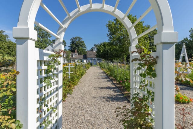 A photograph of an arbor at Smith Farm Gardens venue in East Haddam, CT