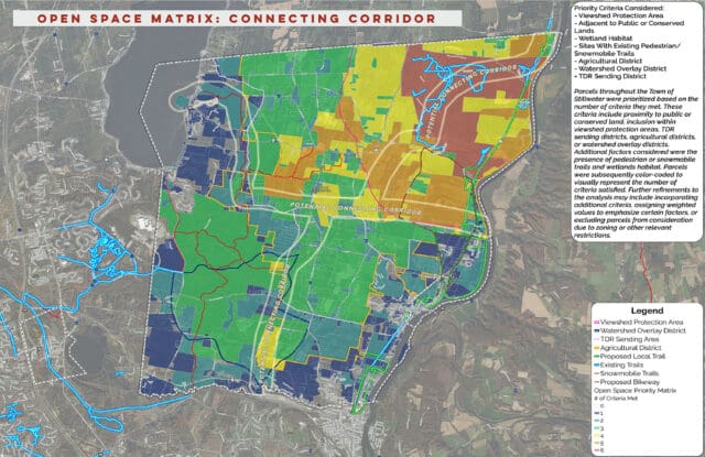 A map showing proposed open space and trails in the Town of Stillwater, NY