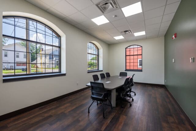 A photograph of a conference room inside the Great Sacandaga Lake Firehouse in Northville, NY