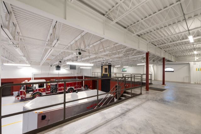 A photograph of the mezzanine and training window in the Great Sacandaga Lake Firehouse in Northville, NY