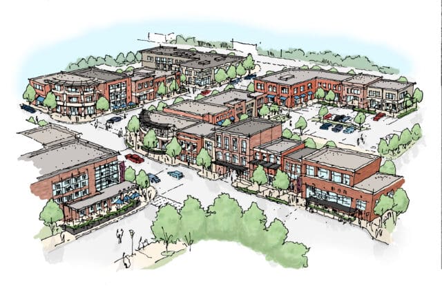A sketched aerial concept a community