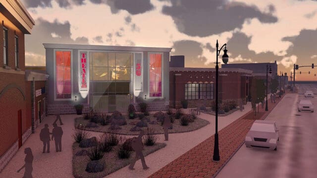 A photo-realistic rendering of potential development