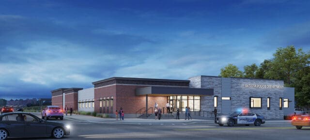 A photo-realistic rendering of a potential police station