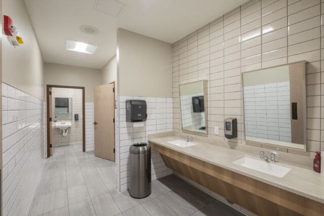 A photograph of gender-neutral restrooms