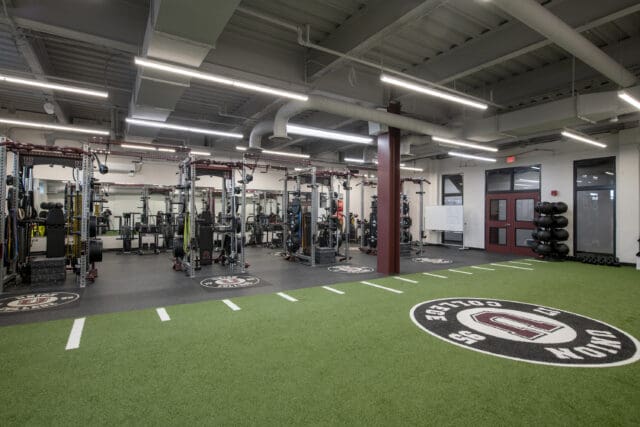 A photograph of the Union College training room inside of the M&T Bank Center Arena.