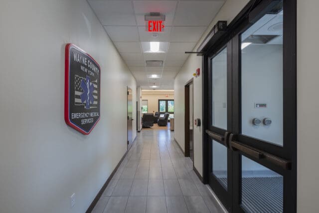 A photograph of the entryway to an EMS station.