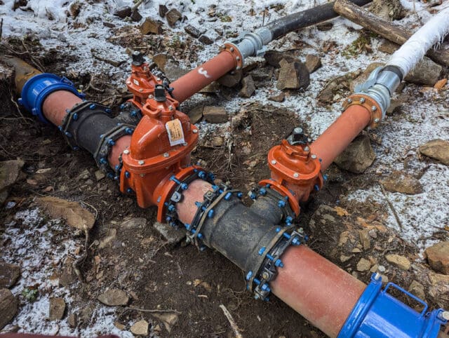 A photograph of a new watermain bypass