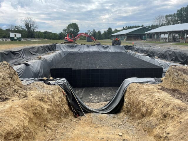 A photograph of the bio blocks used for a rainwater harvesting system