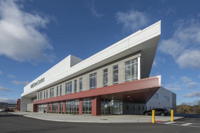 An exterior photograph of the M&T Bank Center Arena