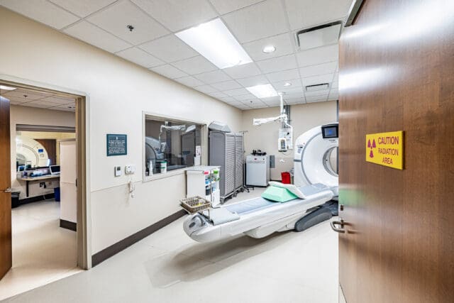 A photograph of a healthcare space with imaging technology
