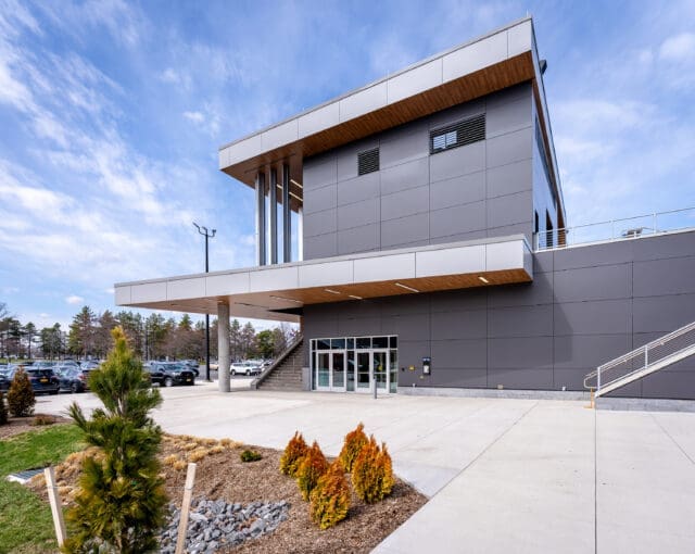 An exterior photograph of the side view of RIT's Judson Stadium