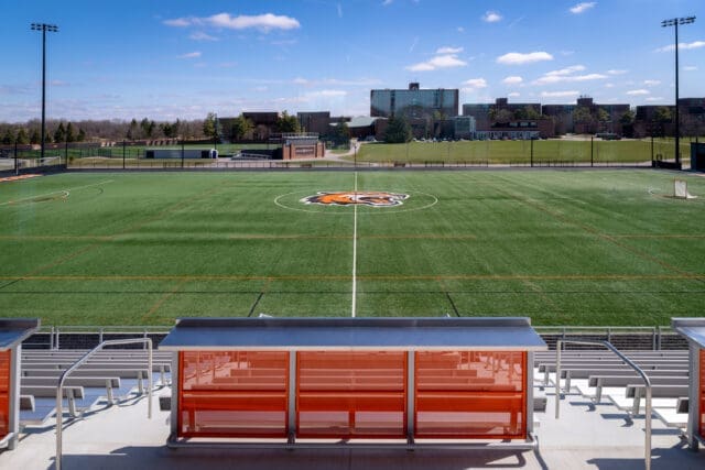 A photograph of the soccer field at Judson Stadium.