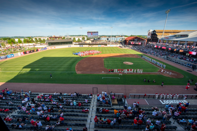 A photograph of a baseball stadium
