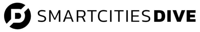 A graphic logo in black that says SMART CITIES DIVE