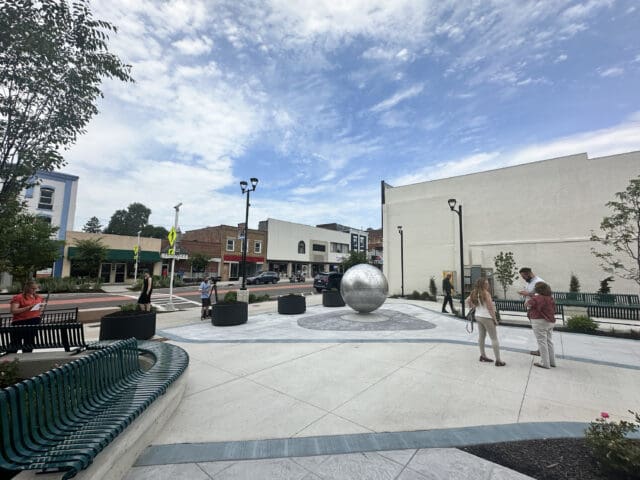 A photograph of an urban park