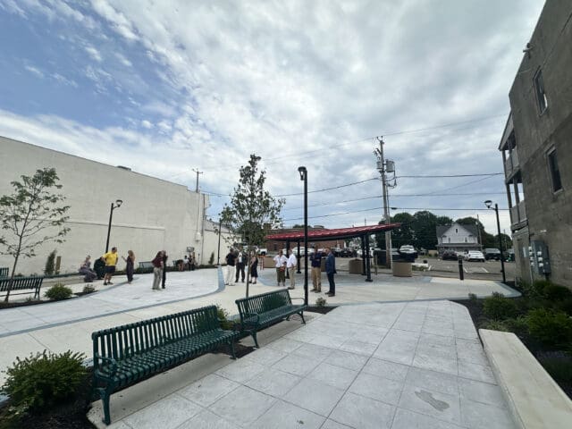 A photograph of an urban park