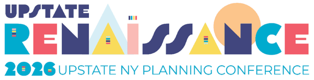 A colorful graphic logo that says Upstate Renaissance 2026 Upstate NY Planning Conference