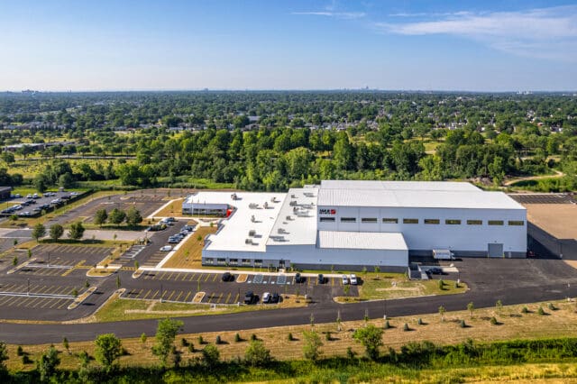 An aerial photograph of a large manufacturing facility