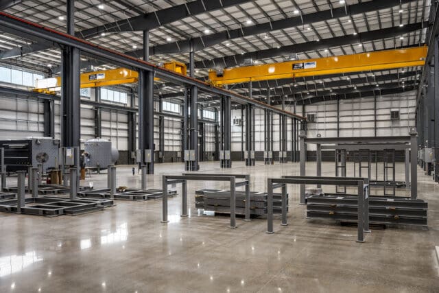A photograph of a large warehouse