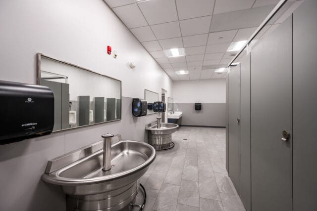 A photograph of a restroom